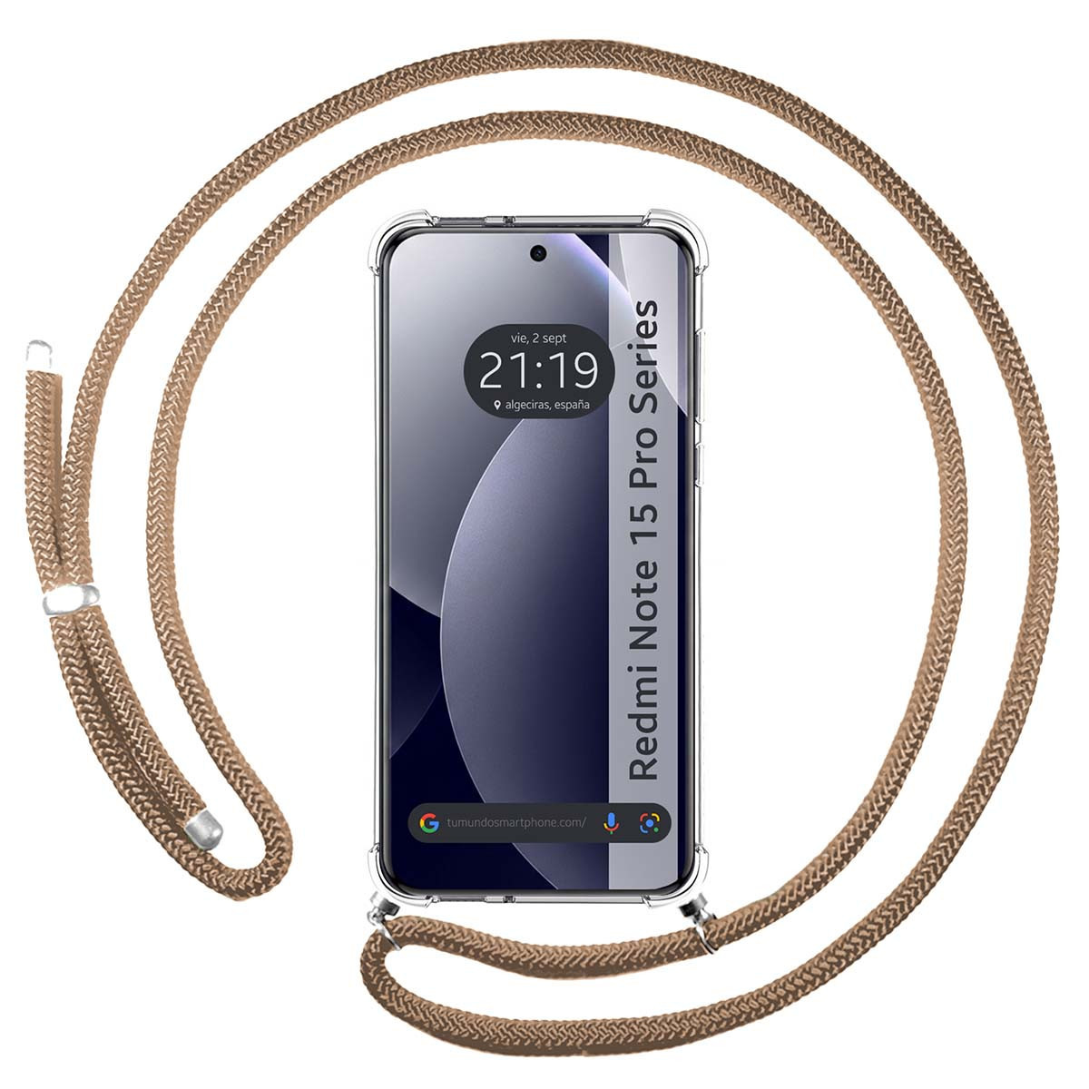 Funda Colgante Transparente para Xiaomi Redmi Note 15 Pro 5G con Cordon Camel