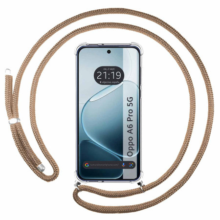 Funda Colgante Transparente para Oppo A6 Pro 5G con Cordon Camel