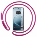 Funda Colgante Transparente para Oppo A6 Pro 5G con Cordon Rosa Fucsia