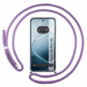 Funda Colgante Transparente para Oppo A6 Pro 5G con Cordon Morado