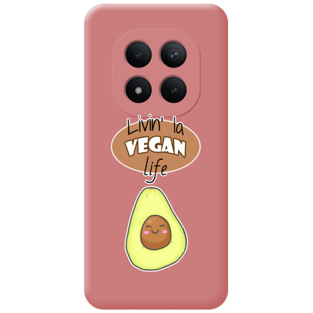 Funda Silicona Líquida Rosa para Xiaomi Redmi Note 15 Pro 5G diseño Vegan Life Dibujos