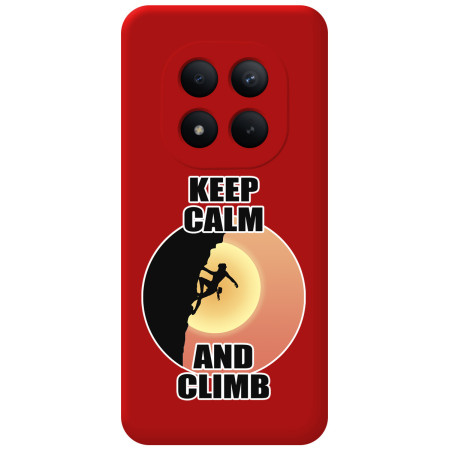 Funda Silicona Líquida Roja para Xiaomi Redmi Note 15 Pro 5G diseño Mujer Escalada Dibujos