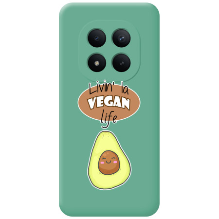 Funda Silicona Líquida Verde para Xiaomi Redmi Note 15 Pro 5G diseño Vegan Life Dibujos