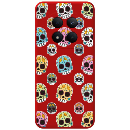 Funda Silicona Líquida Roja para Xiaomi Redmi Note 15 Pro+ Plus 5G diseño Catrina Dibujos