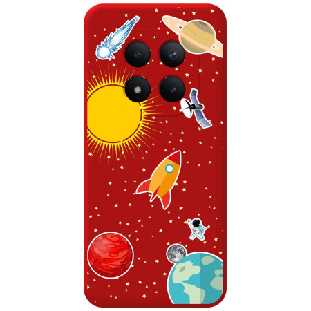 Funda Silicona Líquida Roja para Xiaomi Redmi Note 15 Pro+ Plus 5G diseño Espacio Dibujos
