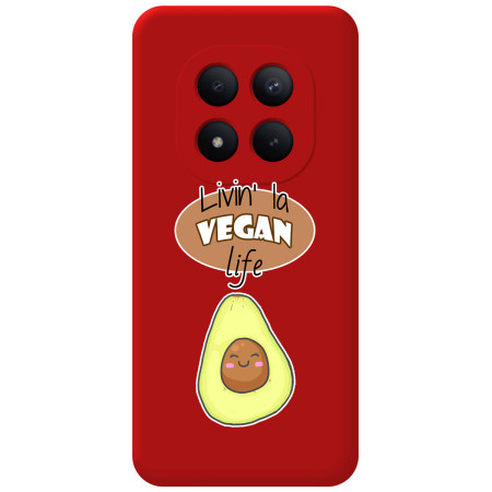 Funda Silicona Líquida Roja para Xiaomi Redmi Note 15 Pro+ Plus 5G diseño Vegan Life Dibujos