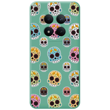 Funda Silicona Líquida Verde para Xiaomi Redmi Note 15 Pro+ Plus 5G diseño Catrina Dibujos