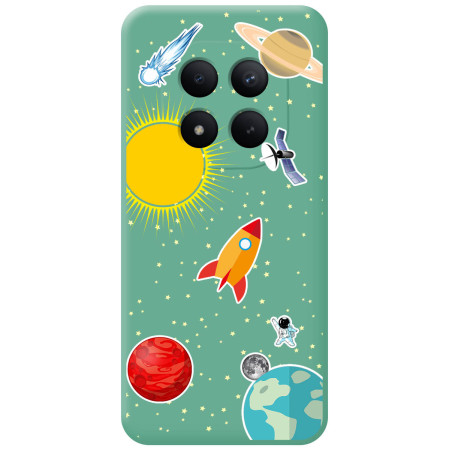 Funda Silicona Líquida Verde para Xiaomi Redmi Note 15 Pro+ Plus 5G diseño Espacio Dibujos
