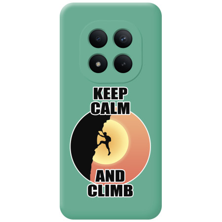 Funda Silicona Líquida Verde para Xiaomi Redmi Note 15 Pro+ Plus 5G diseño Hombre Escalada Dibujos