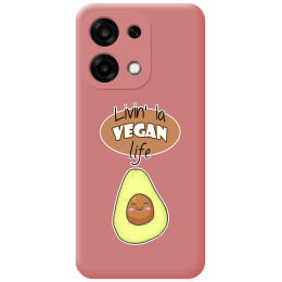 Funda Silicona Líquida Rosa para Oppo A6 Pro 5G diseño Vegan Life Dibujos