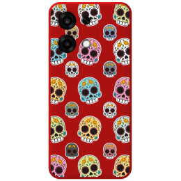 Funda Silicona Líquida Roja para Oppo A6 Pro 5G diseño Catrina Dibujos