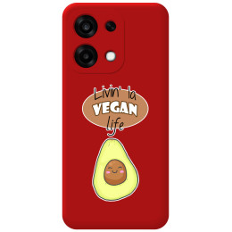 Funda Silicona Líquida Roja para Oppo A6 Pro 5G diseño Vegan Life Dibujos