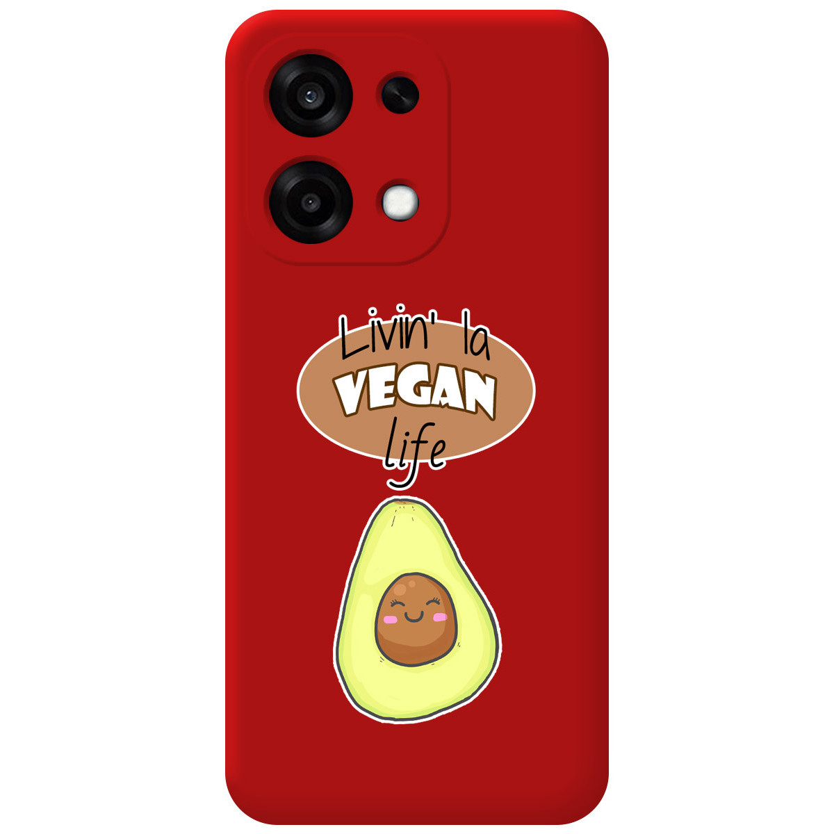 Funda Silicona Líquida Roja para Oppo A6 Pro 5G diseño Vegan Life Dibujos