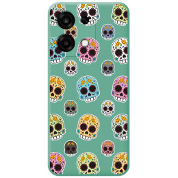 Funda Silicona Líquida Verde para Oppo A6 Pro 5G diseño Catrina Dibujos