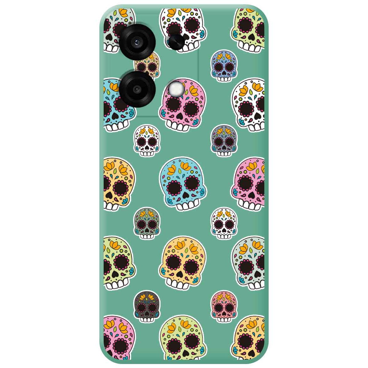 Funda Silicona Líquida Verde para Oppo A6 Pro 5G diseño Catrina Dibujos