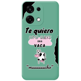 Funda Silicona Líquida Verde para Oppo A6 Pro 5G diseño Vaca Dibujos