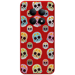 Funda Silicona Líquida Roja para Xiaomi Redmi Note 15 5G diseño Catrina Dibujos
