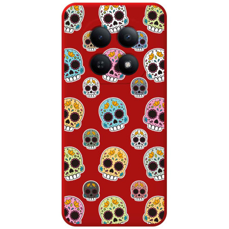 Funda Silicona Líquida Roja para Xiaomi Redmi Note 15 5G diseño Catrina Dibujos
