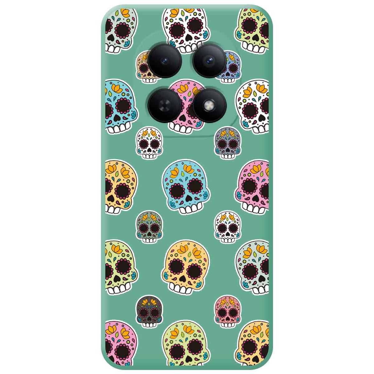 Funda Silicona Líquida Verde para Xiaomi Redmi Note 15 5G diseño Catrina Dibujos