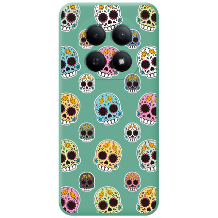 Funda Silicona Líquida Verde para Xiaomi Redmi Note 15 5G diseño Catrina Dibujos