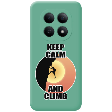 Funda Silicona Líquida Verde para Xiaomi Redmi Note 15 5G diseño Hombre Escalada Dibujos