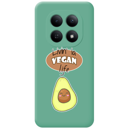 Funda Silicona Líquida Verde para Xiaomi Redmi Note 15 5G diseño Vegan Life Dibujos