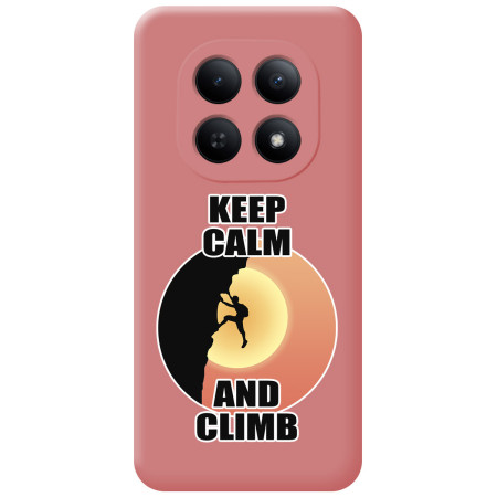 Funda Silicona Líquida Rosa para Xiaomi Redmi Note 15 4G diseño Hombre Escalada Dibujos