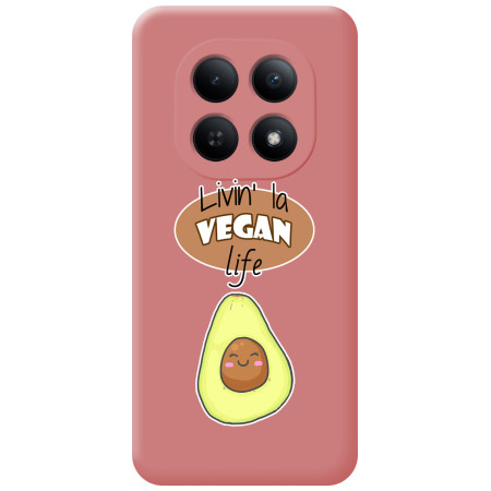 Funda Silicona Líquida Rosa para Xiaomi Redmi Note 15 4G diseño Vegan Life Dibujos