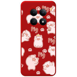 Funda Silicona Líquida Roja para Xiaomi Redmi Note 15 4G diseño Cerdos Dibujos