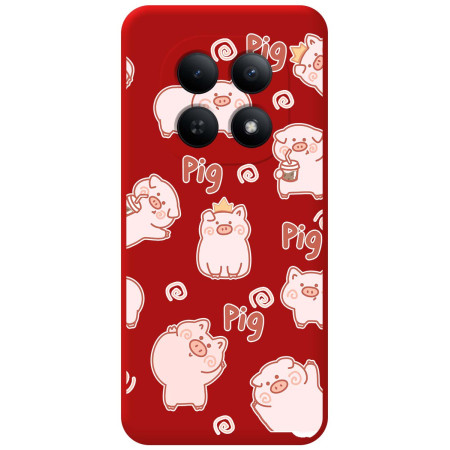 Funda Silicona Líquida Roja para Xiaomi Redmi Note 15 4G diseño Cerdos Dibujos