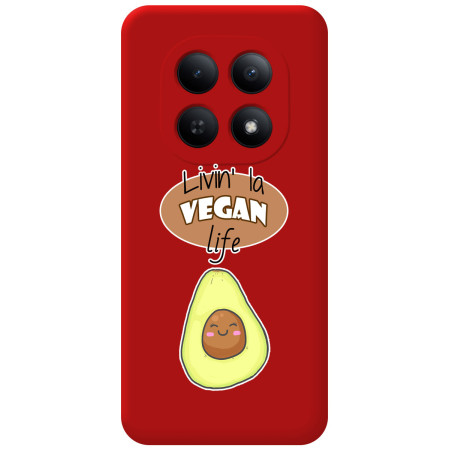 Funda Silicona Líquida Roja para Xiaomi Redmi Note 15 4G diseño Vegan Life Dibujos