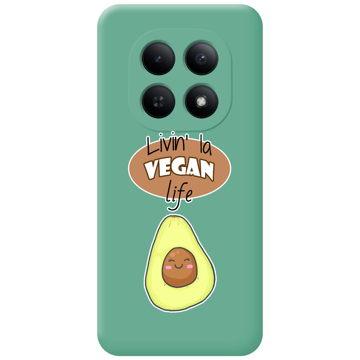 Funda Silicona Líquida Verde para Xiaomi Redmi Note 15 4G diseño Vegan Life Dibujos