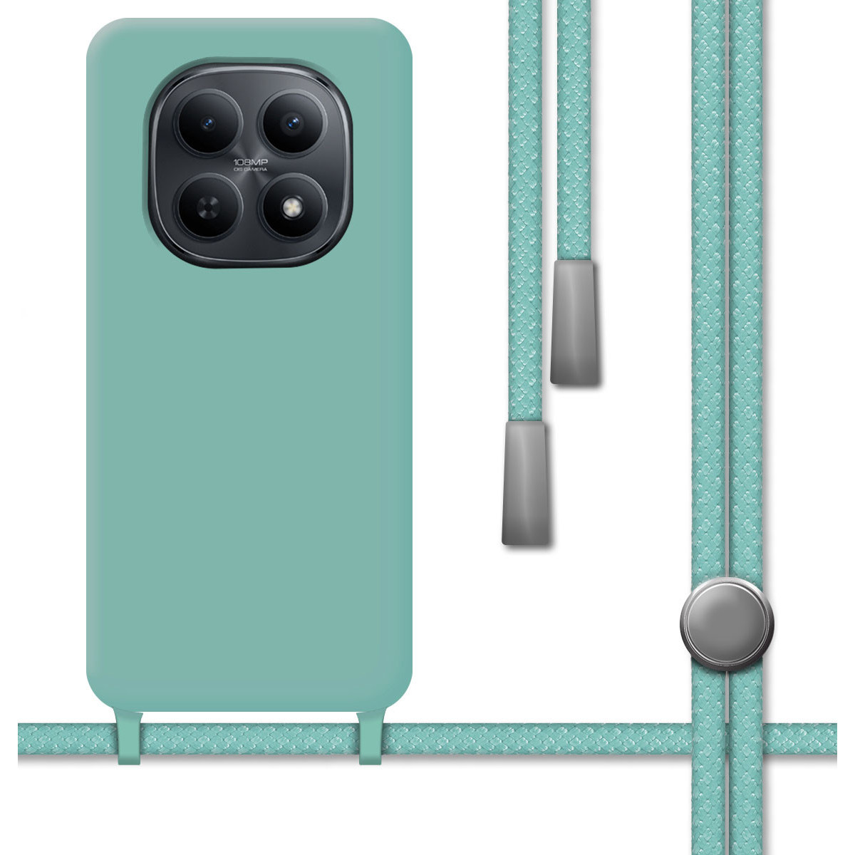 Funda Silicona Líquida con Cordón para Xiaomi Redmi Note 15 5G color Verde