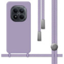 Funda Silicona Líquida con Cordón para Xiaomi Redmi Note 15 Pro 5G color Morada