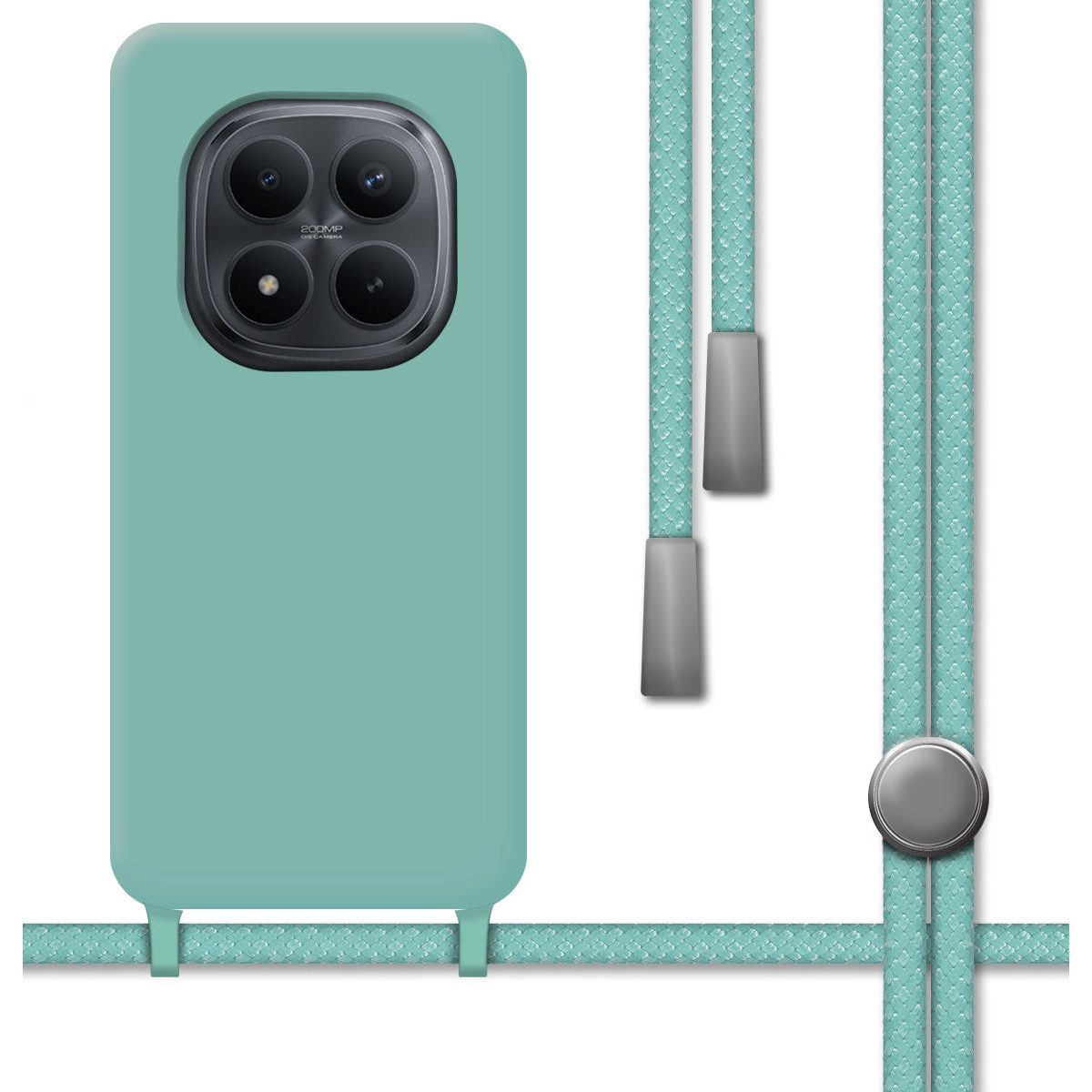 Funda Silicona Líquida con Cordón para Xiaomi Redmi Note 15 Pro 5G color Verde