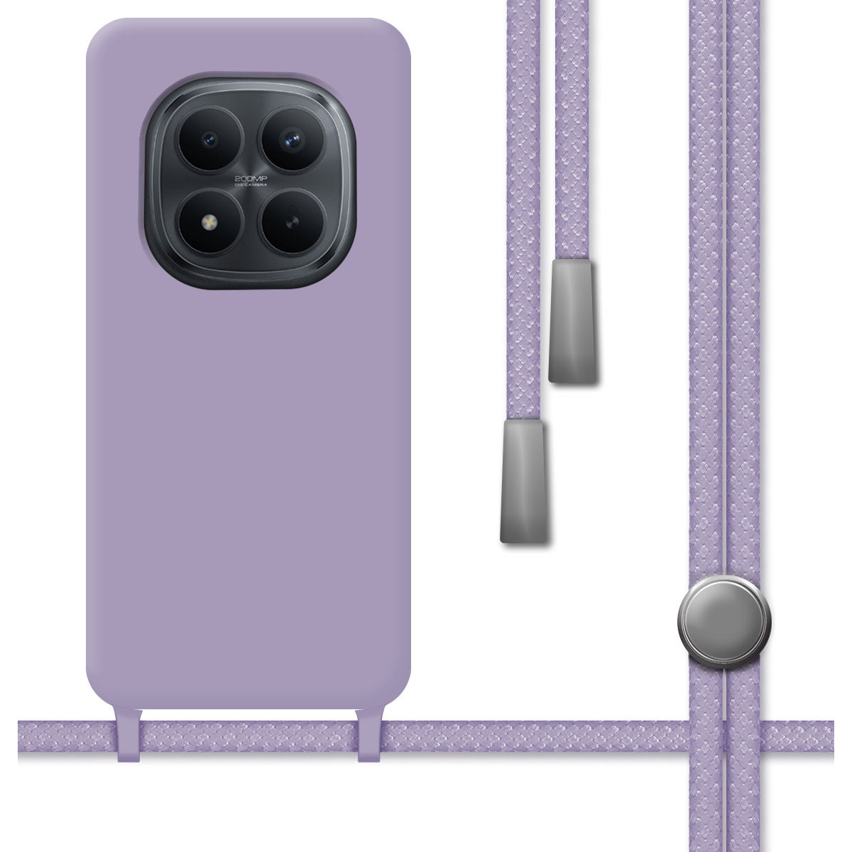 Funda Silicona Líquida con Cordón para Xiaomi Redmi Note 15 Pro+ Plus 5G color Morada