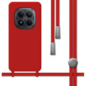 Funda Silicona Líquida con Cordón para Xiaomi Redmi Note 15 Pro+ Plus 5G color Roja