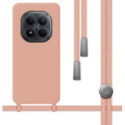 Funda Silicona Líquida con Cordón para Xiaomi Redmi Note 15 Pro+ Plus 5G color Rosa