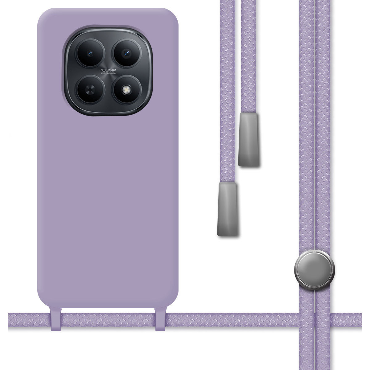 Funda Silicona Líquida con Cordón para Xiaomi Redmi Note 15 4G color Morada