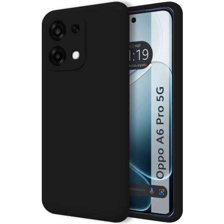 Funda Silicona Líquida Ultra Suave para Oppo A6 Pro 5G color Negra