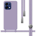 Funda Silicona Líquida con Cordón para Oppo A6 Pro 5G color Morada