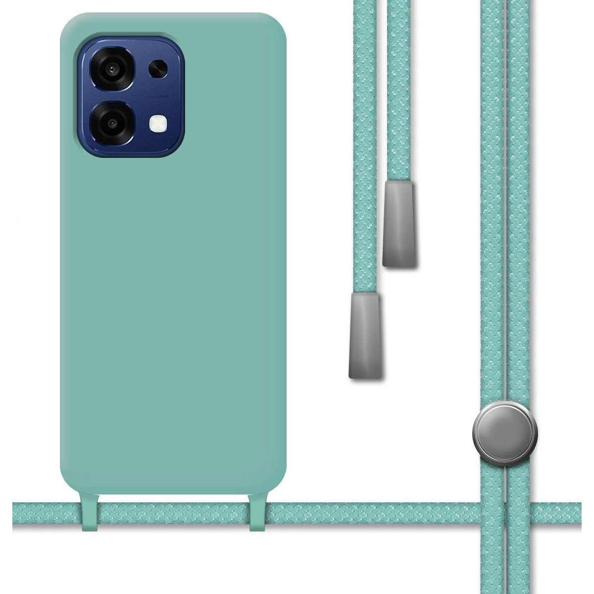 Funda Silicona Líquida con Cordón para Oppo A6 Pro 5G color Verde