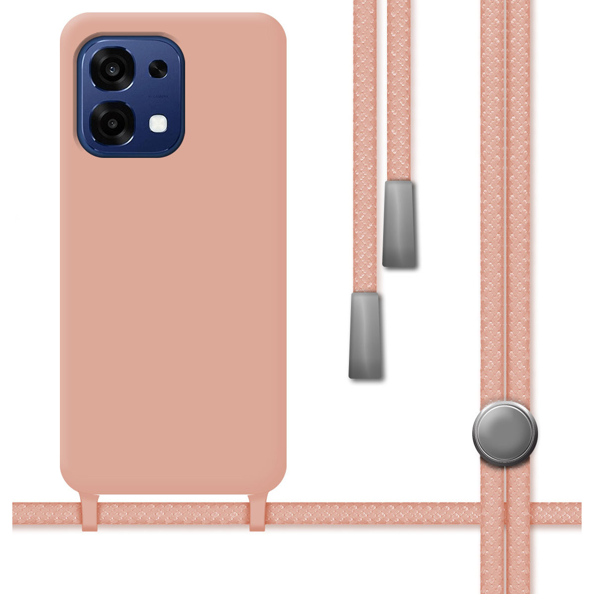 Funda Silicona Líquida con Cordón para Oppo A6 Pro 5G color Rosa