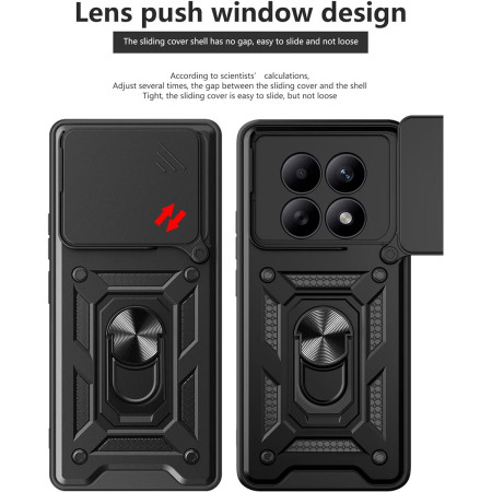 Funda Tough Armor con Anillo Giratorio Negra para Xiaomi Redmi Note 15 Pro 5G