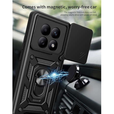 Funda Tough Armor con Anillo Giratorio Negra para Xiaomi Redmi Note 15 Pro 4G