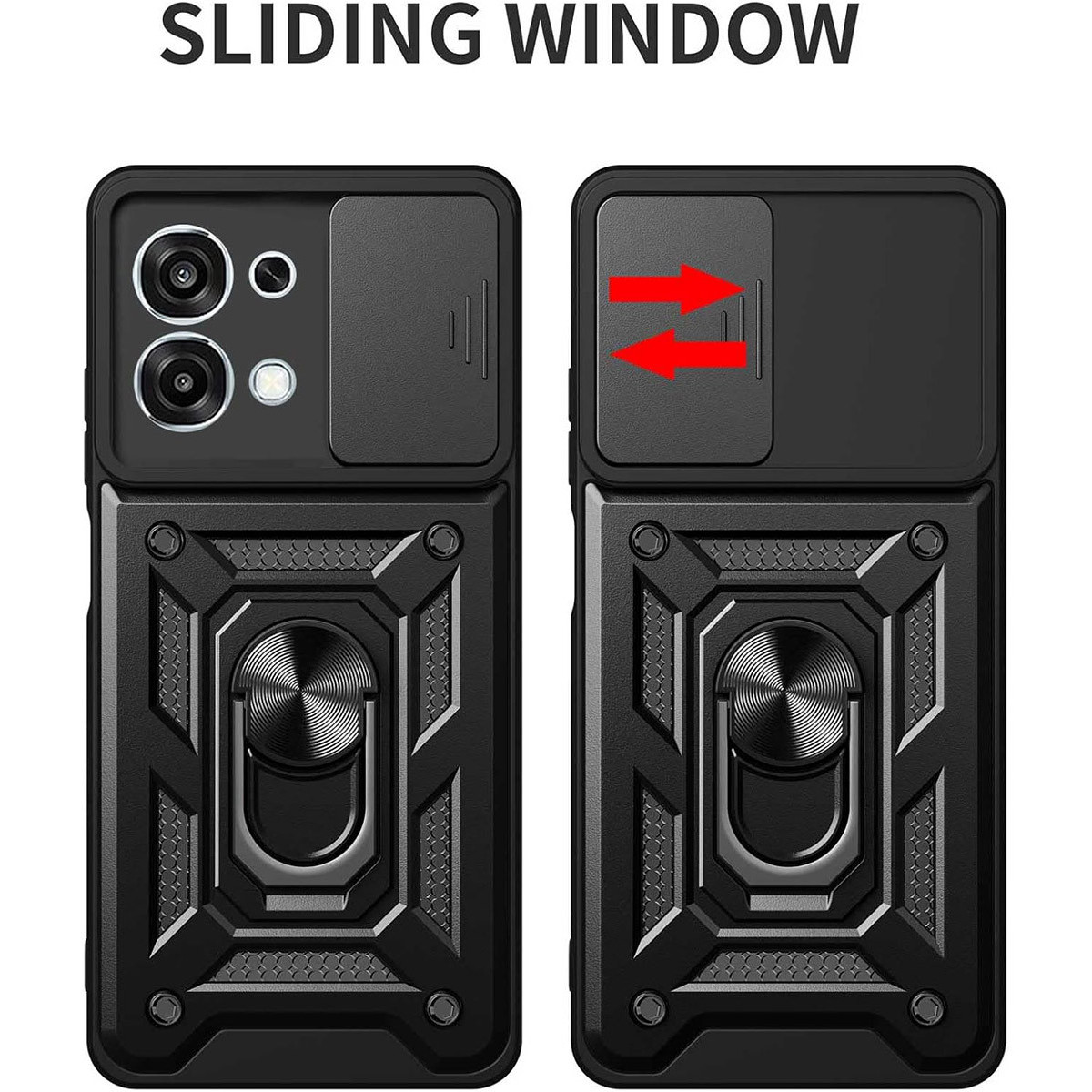 Funda Tough Armor con Anillo Giratorio Negra para Oppo A6 Pro 5G