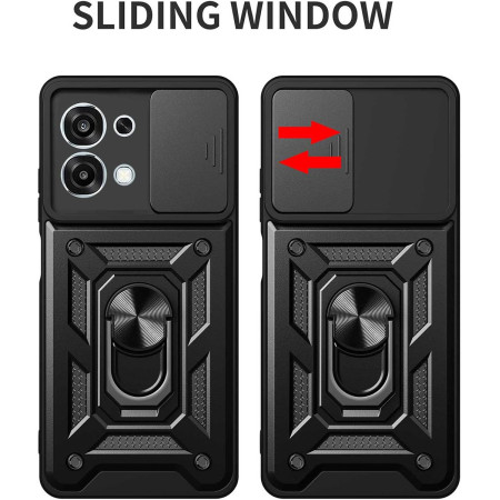 Funda Tough Armor con Anillo Giratorio Negra para Oppo A6 Pro 5G