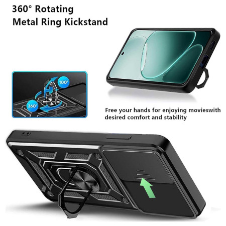 Funda Tough Armor con Anillo Giratorio Negra para Oppo A6 Pro 5G