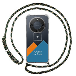 Personaliza tu Funda Colgante Transparente para Huawei Honor Magic 8 Lite 5G con Cordon Verde / Dorado Dibujo Personalizada