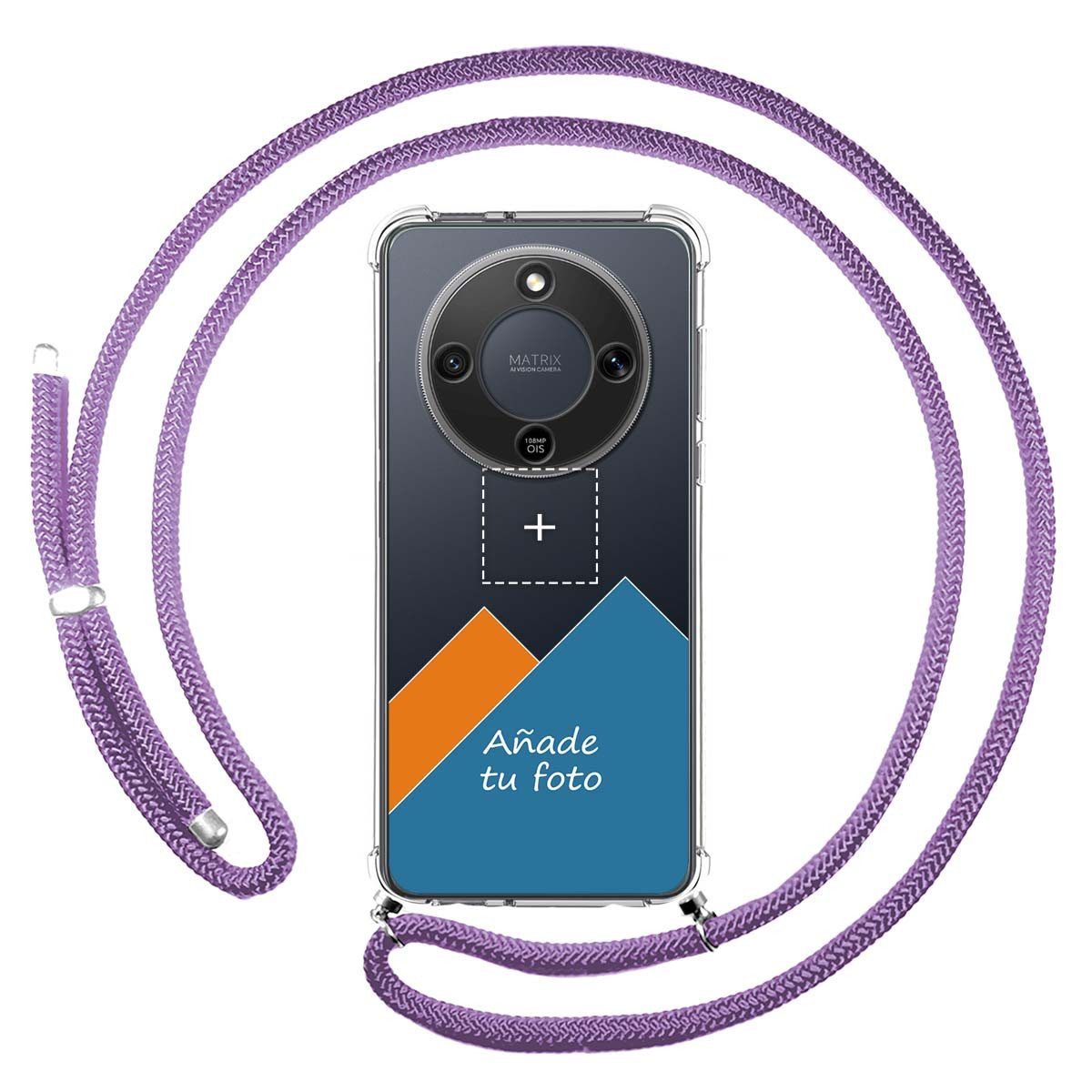 Personaliza tu Funda Colgante Transparente para Huawei Honor Magic 8 Lite 5G con Cordon Morado Dibujo Personalizada